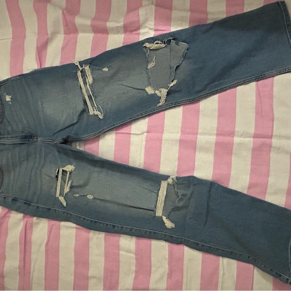 Hollister Women's Ripped Skinny Jeans - Light Blue